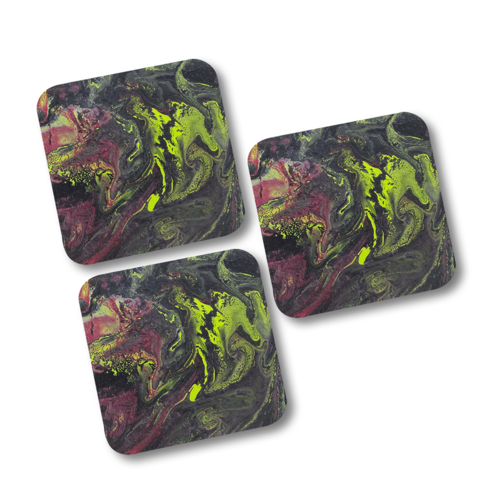 Fluid Art on Square Tea Coasters with stand DIY Kit by Penkraft